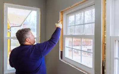 weatherstripping a window of apartment in vancouver washington during the winter